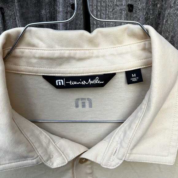 Travis Mathew Short Sleeve Salt Sand Polo Mens M Yellow Golf Outdoor Preppy Dad - Picture 9 of 14